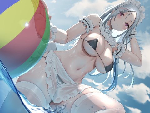 RJ382136--Playing-at-the-Beach-with-your-White-haired-Kuudere-Maid